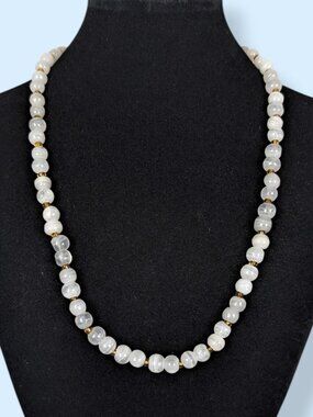 V. White Cloudy Beaded Necklace